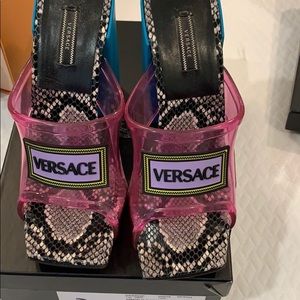 Versace pink plastic heels great condition